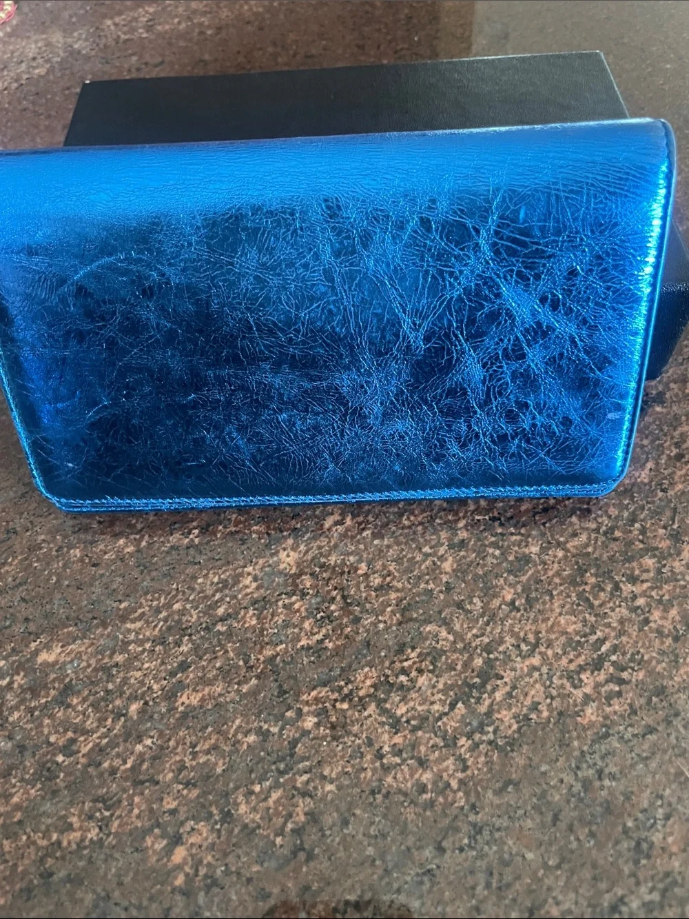 CHANEL Metallic Blue Bow Convertible  wallet/ Clutch - Picture 2 of 6